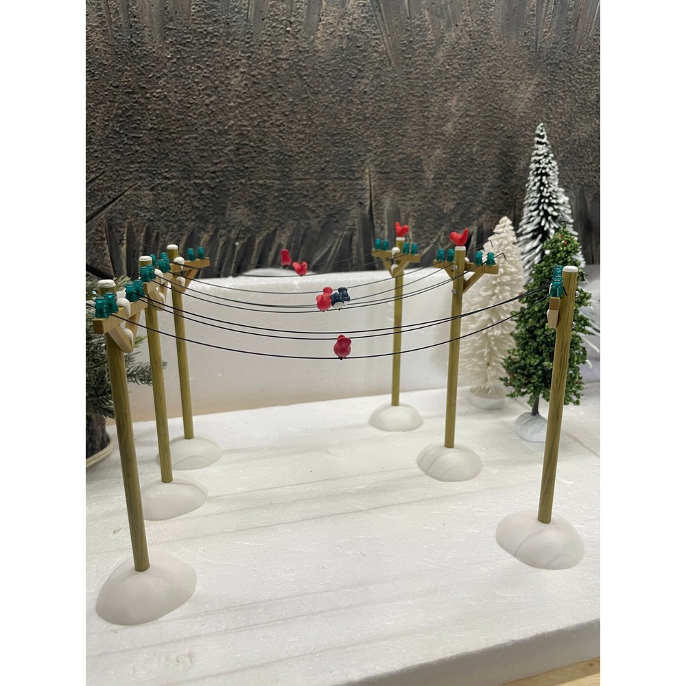 Dept 56 Village TELEPHONE POLES with Birds Set of 6 Christmas Accessory 52656